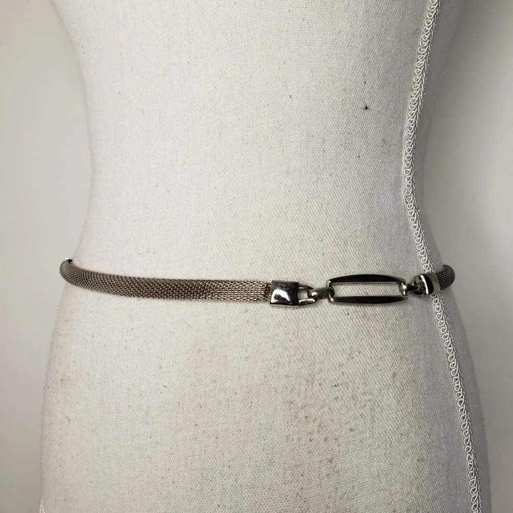 Silver Tone Mesh Metal Skinny Chain Belt‎ OS